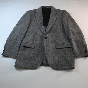 Harris Tweed 42R Gray Herringbone Wool Mens Blazer Suit Jacket Sport Coat